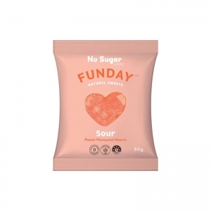 Funday Natural Sweets - Sour Peach Flavoured Hearts 50g x 12 (Carton)